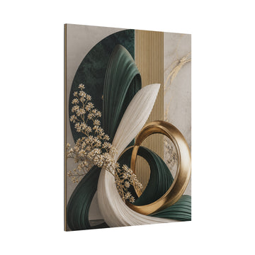 Abstract Gold & Emerald Matte Canvas Wall Art – Modern Botanical Geometric Print