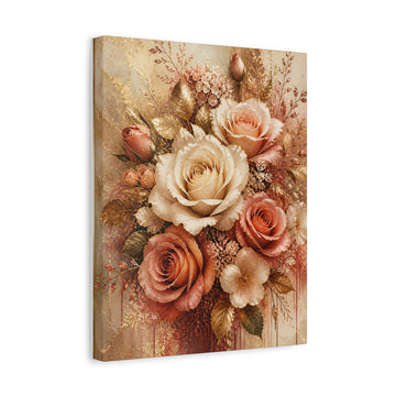 Vintage Rose Bouquet Matte Canvas Wall Art – Stretched Floral Canvas