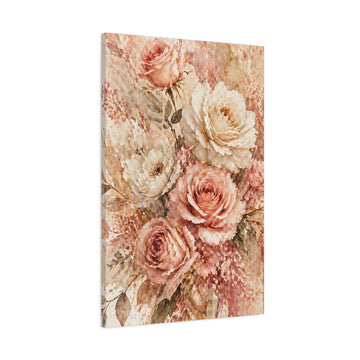 Blush Rose Floral Canvas Wall Art — Matte Stretched Canvas