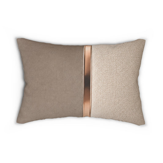 Neutral Two-Tone Lumbar Pillow with Metallic Accent