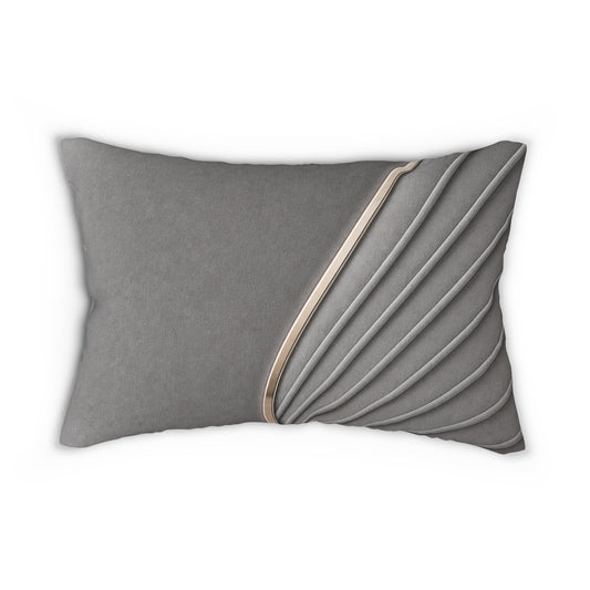 Gray Sculpted Lumbar Pillow – Modern Textured Accent Cushion