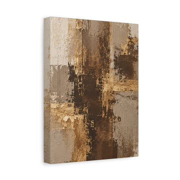 Abstract Neutral Tones Canvas Print — Gold & Brown Modern Wall Art (Matte Stretched)
