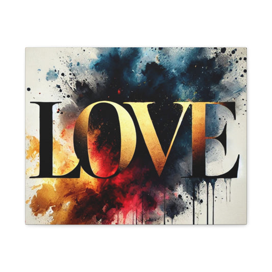 LOVE Abstract Color Splash Matte Canvas Wall Art