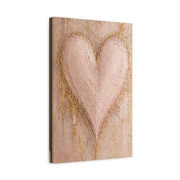 Blush Gold Heart Canvas Print — Romantic Wall Art, Matte Stretched 1.25"