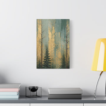 Gold & Teal Forest Canvas Wall Art