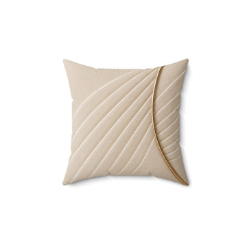 Modern Neutral Decorative Pillow – Beige Curved Line Throw Cushion