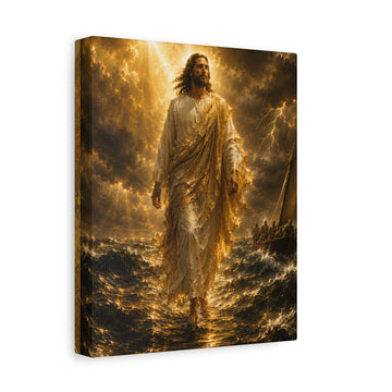 Jesus Walking on Water Matte Canvas Wall Art — Inspirational Christian Religious Print