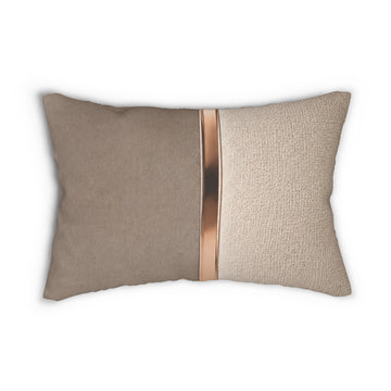 Neutral Two-Tone Lumbar Pillow with Metallic Accent