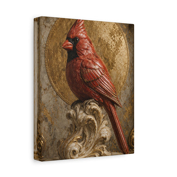 Cardinal Wall Art Canvas – Vintage Red Bird Matte Stretched Canvas