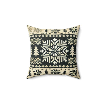Nordic Snowflake Throw Pillow — Holiday Cabin Decorative Pillow