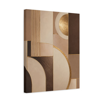 Abstract Geometric Canvas Wall Art — Neutral Tones with Gold Accents