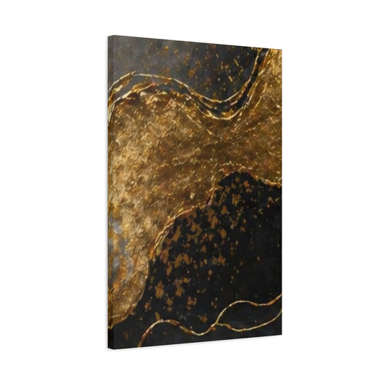 Gold & Black Abstract Matte Canvas Print — Stretched Wall Art