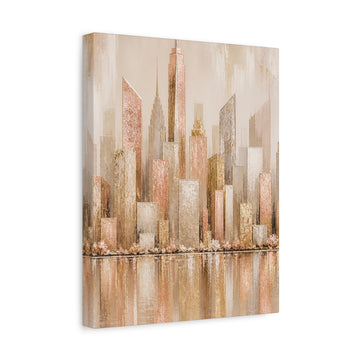 Metallic Cityscape Canvas Art — Abstract Skyline Wall Decor (Matte Stretched 1.25")