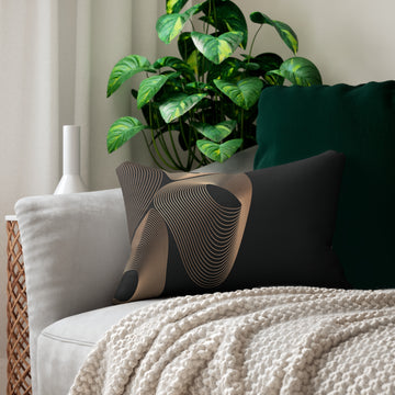 Abstract Gold Wave Lumbar Pillow — Modern Geometric Decorative Cushion
