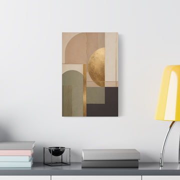 Abstract Geometric Gold Accent Matte Canvas Wall Art