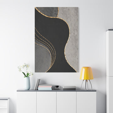 Abstract Wall Art Canvas, Modern Neutral Gold Artwork, Elegant Living Room Decor, High End Boho Wall Art Print Wave Canvas Print — Matte Stretched Wall Art