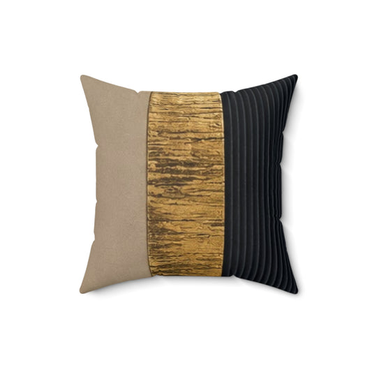 Modern Gold & Black Decorative Pillow — Striped Luxe Throw Cushion