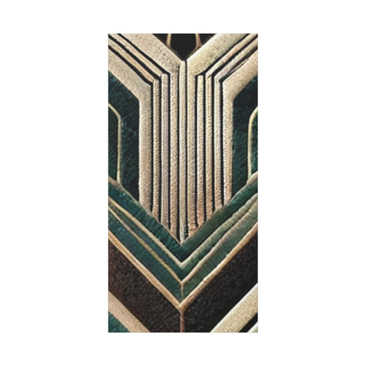 Art Deco Chevron Canvas Wall Art – Green & Gold Geometric Print