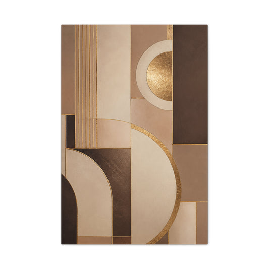 Abstract Geometric Canvas Wall Art — Neutral Tones with Gold Accents