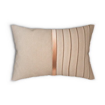 Beige Pleated Lumbar Pillow with Rose Gold StripeLuxury Modern Throw Pillows | Designer Cushion Covers for Elegant Home Decor  Elevate your space with these luxury modern throw pillows designed for...