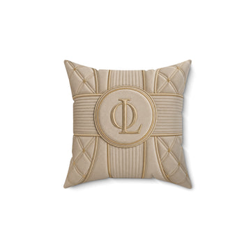 Decorative Square Pillow — Embossed Gold Monogram Medallion