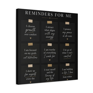 Motivational Reminders Canvas Wall Art — 'Reminders For Me' Stretched Matte Print
