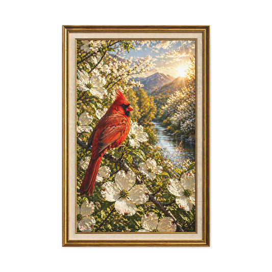Cardinal Spring Canvas Wall Art - Matte Stretched Nature Print