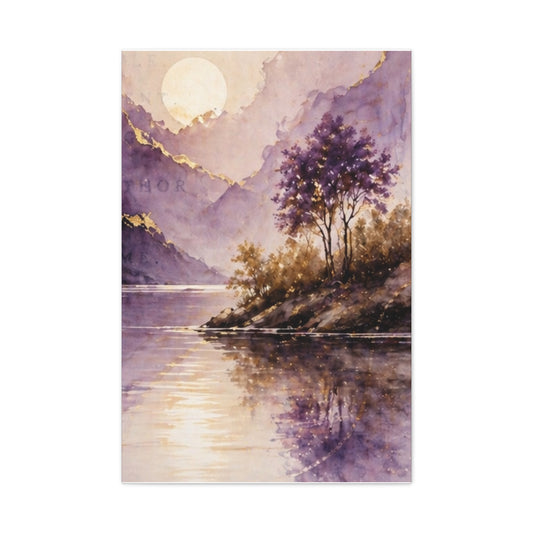 Lavender Lake Canvas Wall Art — Stretched Matte Landscape Print