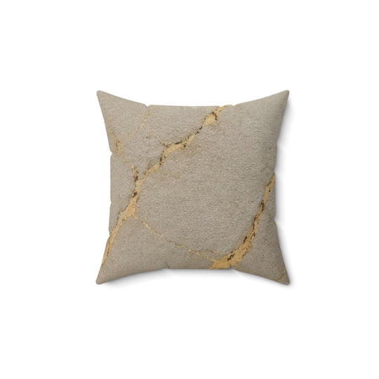 Gold Veined Marble Decorative Pillow