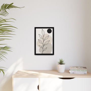 Framed Botanical Canvas Print — Minimal Neutral Abstract Wall Art