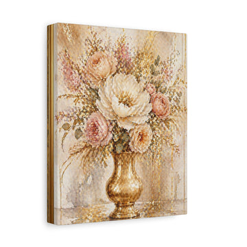 Botanical Gold Vase Canvas Art - Stretched Matte Floral Wall Decor