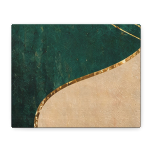 Abstract Green & Gold Canvas Wall Art — Matte Stretched Canvas