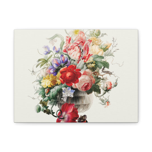 Floral Still Life Canvas Print — Vintage Bouquet Matte Stretched Wall Art