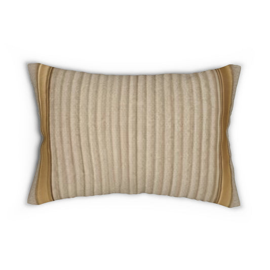 Neutral Ribbed Lumbar Pillow — Beige Striped Decorative Accent