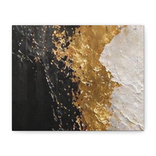 Abstract Gold & Black Matte Canvas Print — Stretched Wall Art