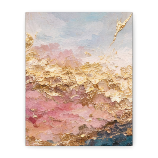 Pink and Gold Abstract Matte Canvas Wall Art, Home Decor – Stretched 1.25"
