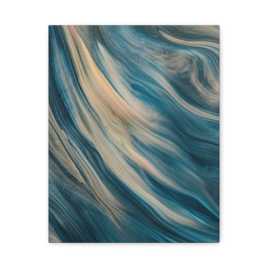 Blue Marble Abstract Matte Canvas Print (Stretched 1.25")