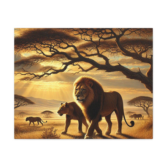 African Lion Sunset Canvas Wall Art — Majestic Wildlife Home Decor
