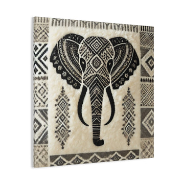 Boho Elephant Canvas Print — Tribal Pattern Wall Art (Matte Stretched)