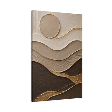 Abstract Earth Tones Canvas Art – Neutral Layered Landscape Wall Decor