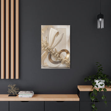 Abstract Neutral Tones Matte Canvas Wall Art – Gold & Cream Botanical Sculpture