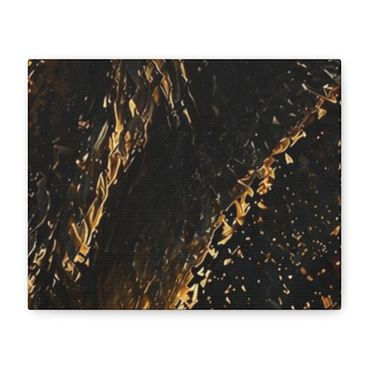 Abstract Gold & Black Canvas Print — Luxurious Metallic Wall Art, Matte Stretched 1.25"