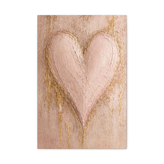 Blush Gold Heart Canvas Print — Romantic Wall Art, Matte Stretched 1.25"