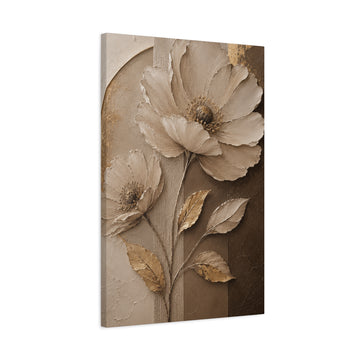 Neutral Botanical Canvas Wall Art – Gold Accent Stretched Matte Canvas