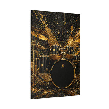 Drum Set Canvas Print — Gold Splash Rock Wall Art