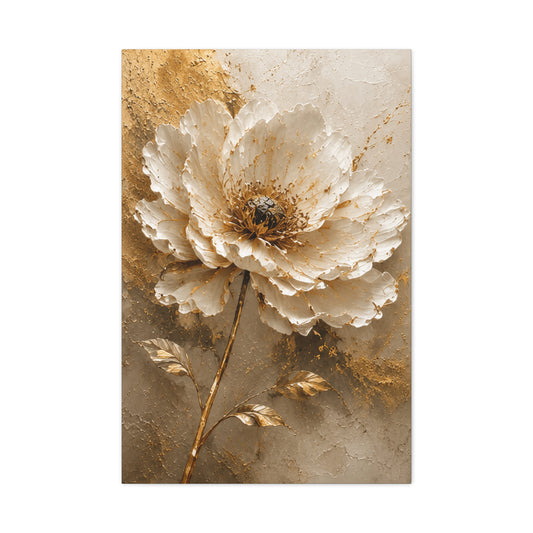 Gold Floral Canvas Wall Art — Large Matte Stretched Flower Print