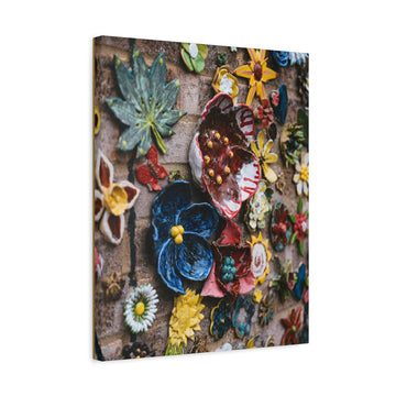 Ceramic Flower Wall Art Matte Canvas (Stretched) — Colorful Botanical Tile Photography