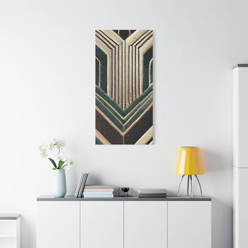 Art Deco Chevron Canvas Wall Art – Green & Gold Geometric Print