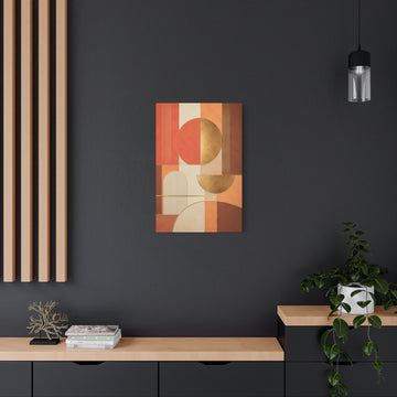 Abstract Geometric Canvas Art – Warm Terracotta & Gold Stretched Print