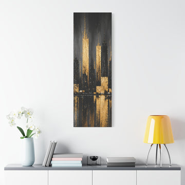 Gold Skyline Matte Canvas Wall Art — Modern Cityscape Stretched Canvas